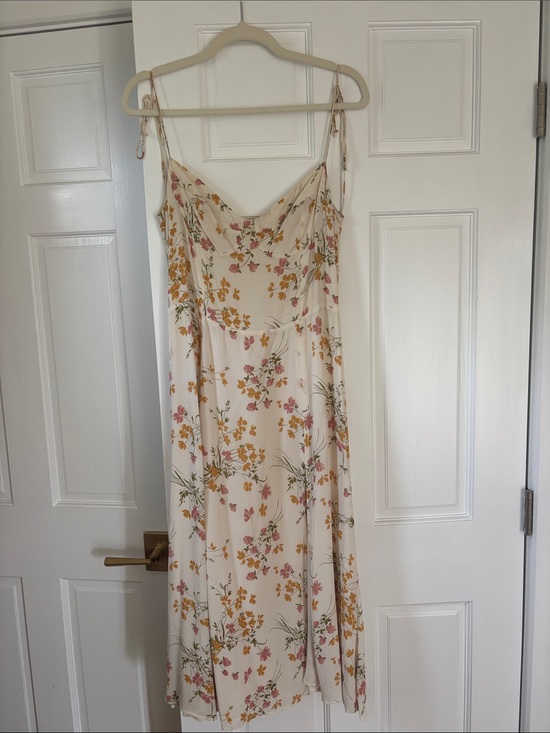 Reformation Dresses & Skirts - Reformation Juliet Cream Floral Cowl Midi Dress in Pink & Yellow